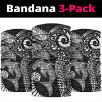 Aotearoa Maori Sea Animals Tribal Neck Gaiter Manta Ray and Shark Moko Pattern Black Color