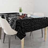 Aotearoa Maori Sea Animals Tribal Tablecloth Manta Ray and Shark Moko Pattern Black Color LT03 - Polynesian Pride