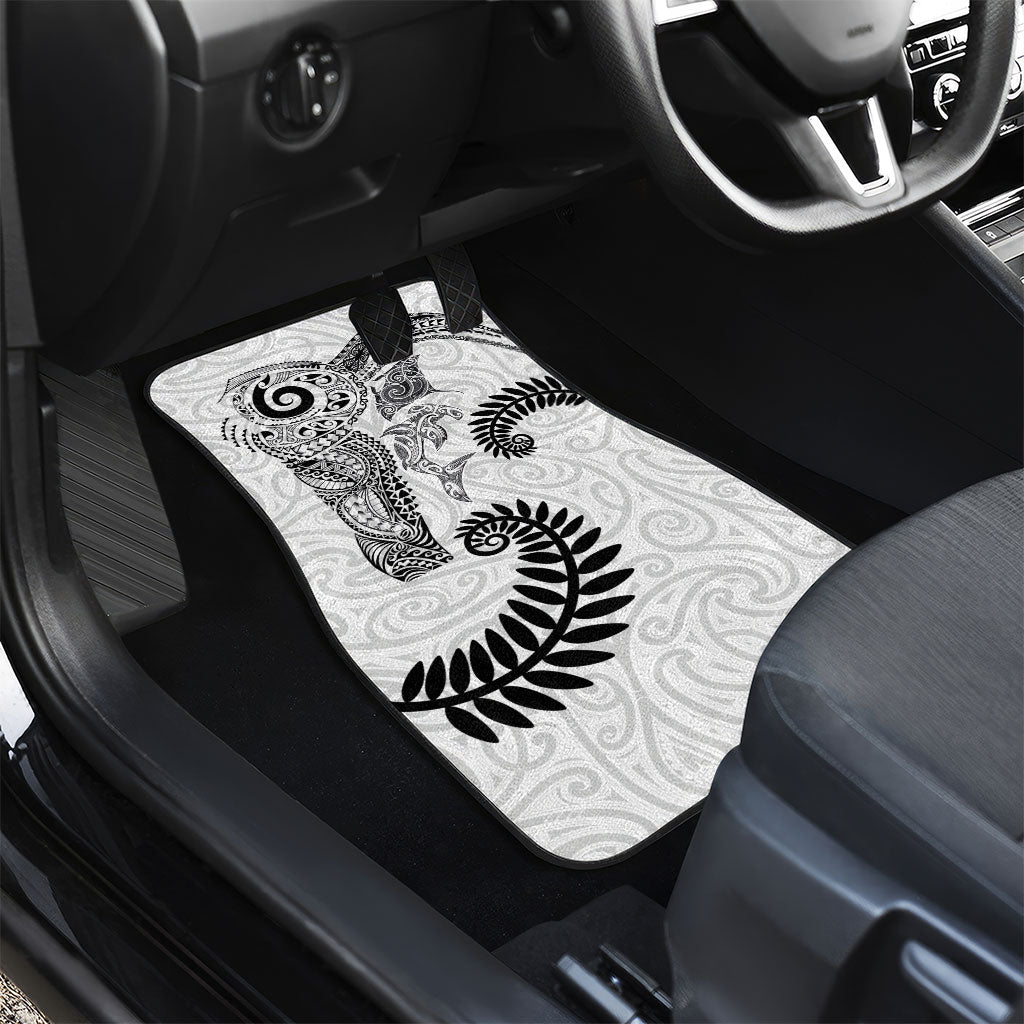 Aotearoa Maori Sea Animals Tribal Car Mats Manta Ray and Shark Moko Pattern White Color