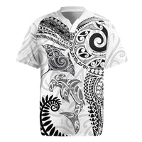 Aotearoa Maori Sea Animals Tribal Rugby Jersey Manta Ray and Shark Moko Pattern White Color