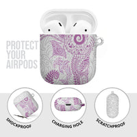 Aotearoa Maori Sea Animals Tribal AirPods Case Manta Ray and Shark Moko Pattern Pink Color