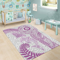 Aotearoa Maori Sea Animals Tribal Area Rug Manta Ray and Shark Moko Pattern Pink Color