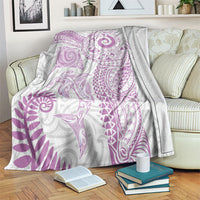 Aotearoa Maori Sea Animals Tribal Blanket Manta Ray and Shark Moko Pattern Pink Color LT03 Pink - Polynesian Pride