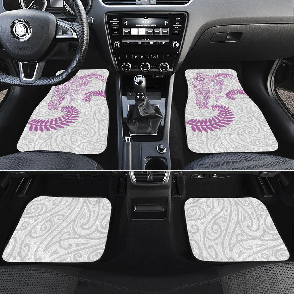 Aotearoa Maori Sea Animals Tribal Car Mats Manta Ray and Shark Moko Pattern Pink Color