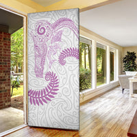 Aotearoa Maori Sea Animals Tribal Door Cover Manta Ray and Shark Moko Pattern Pink Color