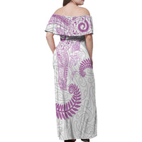Aotearoa Maori Sea Animals Tribal Family Matching Off Shoulder Maxi Dress and Hawaiian Shirt Manta Ray and Shark Moko Pattern Pink Color LT03 - Polynesian Pride