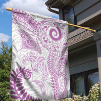 Aotearoa Maori Sea Animals Tribal Garden Flag Manta Ray and Shark Moko Pattern Pink Color
