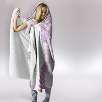 Aotearoa Maori Sea Animals Tribal Hooded Blanket Manta Ray and Shark Moko Pattern Pink Color