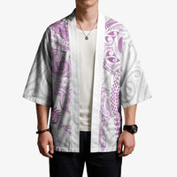 Aotearoa Maori Sea Animals Tribal Kimono Manta Ray and Shark Moko Pattern Pink Color LT03 - Polynesian Pride