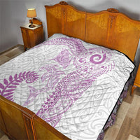 Aotearoa Maori Sea Animals Tribal Quilt Manta Ray and Shark Moko Pattern Pink Color