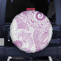 Aotearoa Maori Sea Animals Tribal Spare Tire Cover Manta Ray and Shark Moko Pattern Pink Color LT03 No hole Pink - Polynesian Pride