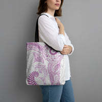 Aotearoa Maori Sea Animals Tribal Tote Bag Manta Ray and Shark Moko Pattern Pink Color