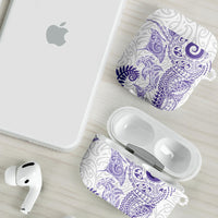 Aotearoa Maori Sea Animals Tribal AirPods Case Manta Ray and Shark Moko Pattern Purple Color