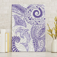 Aotearoa Maori Sea Animals Tribal Canvas Wall Art Manta Ray and Shark Moko Pattern Purple Color