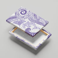 Aotearoa Maori Sea Animals Tribal Canvas Wall Art Manta Ray and Shark Moko Pattern Purple Color