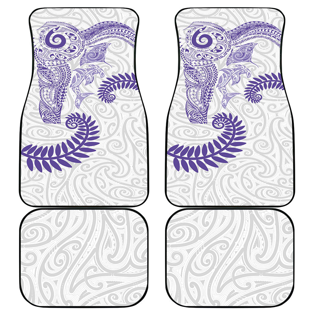 Aotearoa Maori Sea Animals Tribal Car Mats Manta Ray and Shark Moko Pattern Purple Color