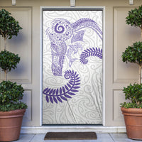 Aotearoa Maori Sea Animals Tribal Door Cover Manta Ray and Shark Moko Pattern Purple Color