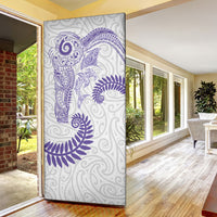 Aotearoa Maori Sea Animals Tribal Door Cover Manta Ray and Shark Moko Pattern Purple Color