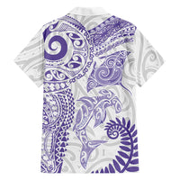 Aotearoa Maori Sea Animals Tribal Family Matching Mermaid Dress and Hawaiian Shirt Manta Ray and Shark Moko Pattern Purple Color LT03 - Polynesian Pride