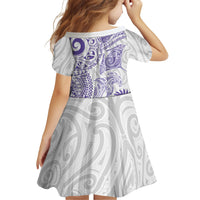 Aotearoa Maori Sea Animals Tribal Family Matching Off The Shoulder Long Sleeve Dress and Hawaiian Shirt Manta Ray and Shark Moko Pattern Purple Color LT03 - Polynesian Pride