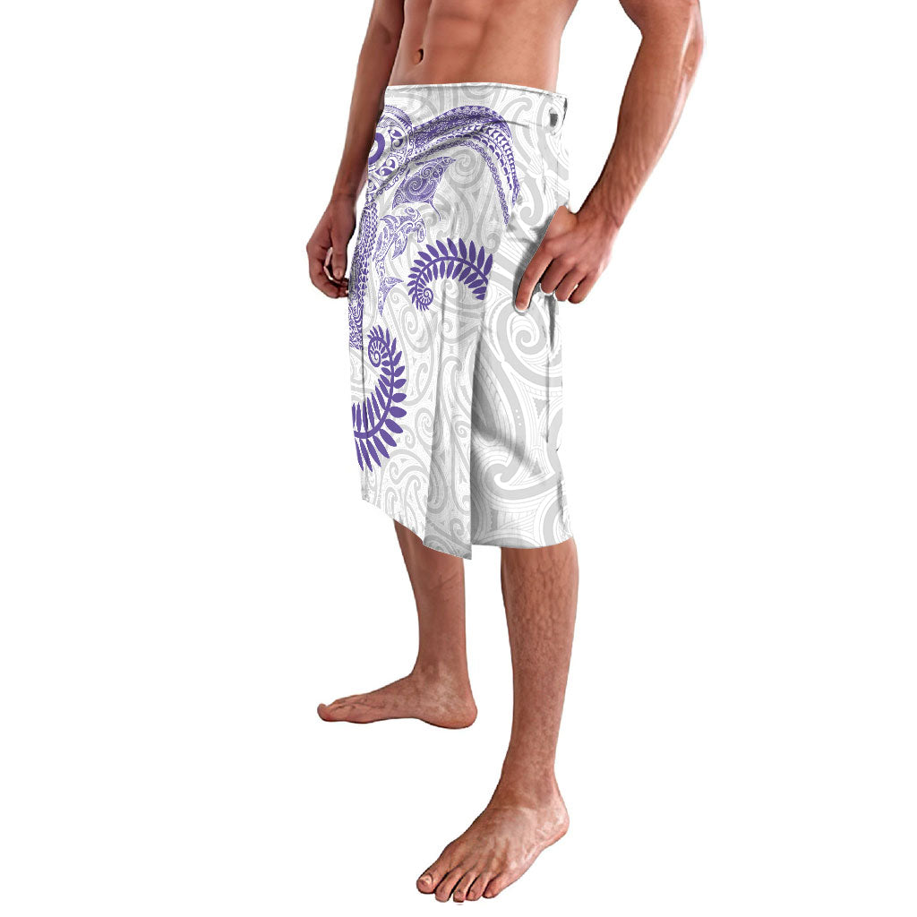 Aotearoa Maori Sea Animals Tribal Lavalava Manta Ray and Shark Moko Pattern Purple Color