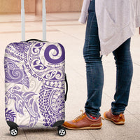 Aotearoa Maori Sea Animals Tribal Luggage Cover Manta Ray and Shark Moko Pattern Purple Color