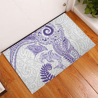 Aotearoa Maori Sea Animals Tribal Rubber Doormat Manta Ray and Shark Moko Pattern Purple Color
