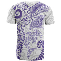 Aotearoa Maori Sea Animals Tribal T Shirt Manta Ray and Shark Moko Pattern Purple Color LT03 - Polynesian Pride
