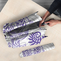 Aotearoa Maori Sea Animals Tribal Umbrella Manta Ray and Shark Moko Pattern Purple Color