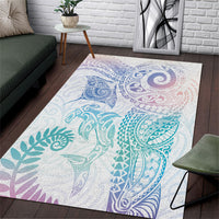 Aotearoa Maori Sea Animals Tribal Area Rug Manta Ray and Shark Moko Pattern Sweet Pastel
