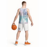 Aotearoa Maori Sea Animals Tribal Basketball Jersey Manta Ray and Shark Moko Pattern Sweet Pastel