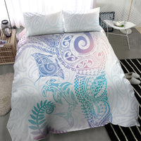 Aotearoa Maori Sea Animals Tribal Bedding Set Manta Ray and Shark Moko Pattern Sweet Pastel