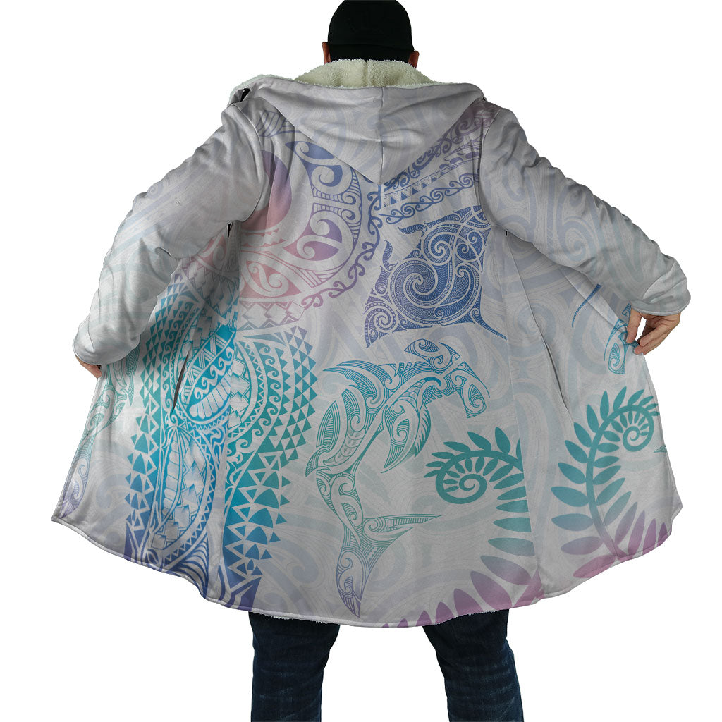 Aotearoa Maori Sea Animals Tribal Cloak Manta Ray and Shark Moko Pattern Sweet Pastel