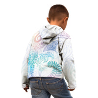 Aotearoa Maori Sea Animals Tribal Kid Hoodie Manta Ray and Shark Moko Pattern Sweet Pastel