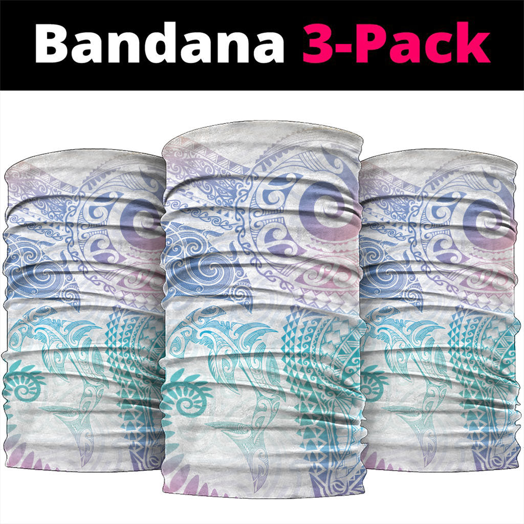 Aotearoa Maori Sea Animals Tribal Neck Gaiter Manta Ray and Shark Moko Pattern Sweet Pastel