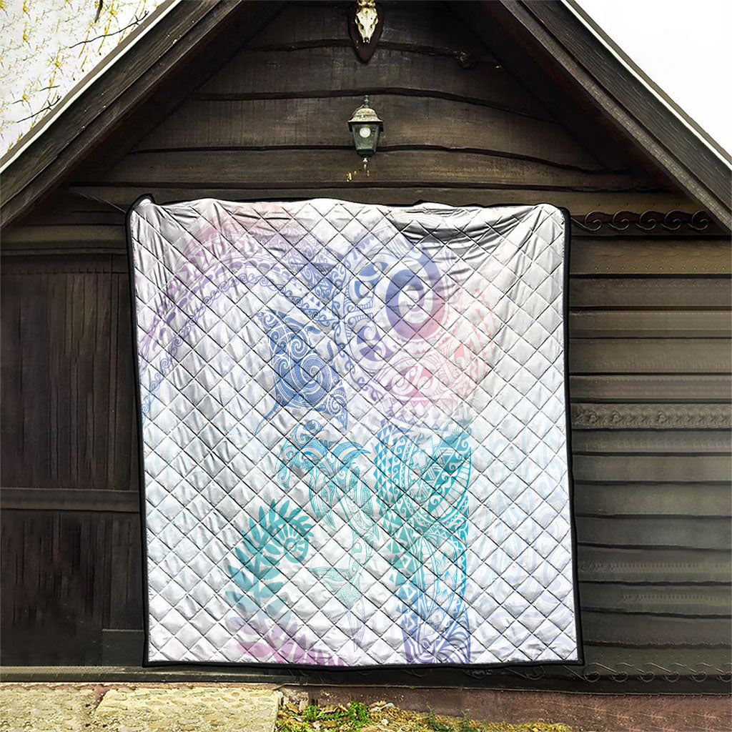Aotearoa Maori Sea Animals Tribal Quilt Manta Ray and Shark Moko Pattern Sweet Pastel LT03 - Polynesian Pride