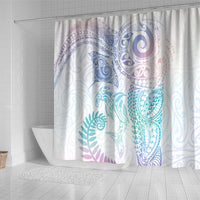 Aotearoa Maori Sea Animals Tribal Shower Curtain Manta Ray and Shark Moko Pattern Sweet Pastel