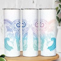 Aotearoa Maori Sea Animals Tribal Skinny Tumbler Manta Ray and Shark Moko Pattern Sweet Pastel LT03 - Polynesian Pride