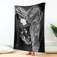 Hawaiian Manta Ray Tribal Blanket Polynesian Art Motifs Black Color