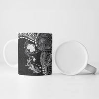 Hawaiian Manta Ray Tribal Ceramic Mug Polynesian Art Motifs Black Color LT03 - Polynesian Pride
