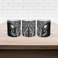 Hawaiian Manta Ray Tribal Ceramic Mug Polynesian Art Motifs Black Color LT03 - Polynesian Pride