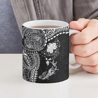 Hawaiian Manta Ray Tribal Ceramic Mug Polynesian Art Motifs Black Color LT03 - Polynesian Pride