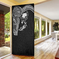 Hawaiian Manta Ray Tribal Door Cover Polynesian Art Motifs Black Color