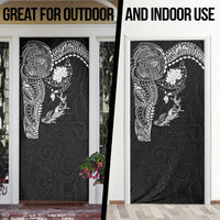 Hawaiian Manta Ray Tribal Door Cover Polynesian Art Motifs Black Color