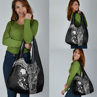 Hawaiian Manta Ray Tribal Grocery Bag Polynesian Art Motifs Black Color