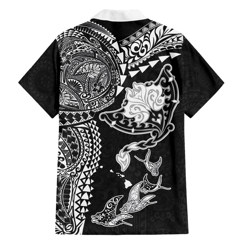 Hawaiian Manta Ray Tribal Hawaiian Shirt Polynesian Art Motifs Black Color