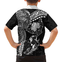Hawaiian Manta Ray Tribal Hawaiian Shirt Polynesian Art Motifs Black Color