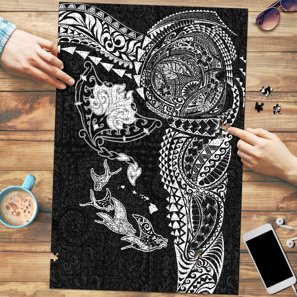 Hawaiian Manta Ray Tribal Puzzle Polynesian Art Motifs Black Color