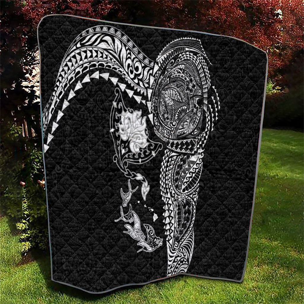 Hawaiian Manta Ray Tribal Quilt Polynesian Art Motifs Black Color