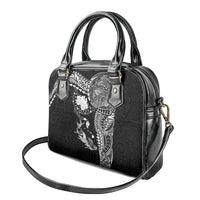 Hawaiian Manta Ray Tribal Shoulder Handbag Polynesian Art Motifs Black Color